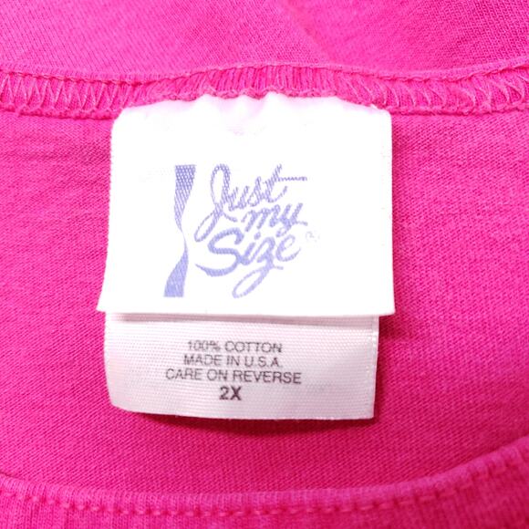 Vintage Just My Size Tank Top Womens 2X Pink Workout Cotton Casual Made in USA - Picture 2 of 14